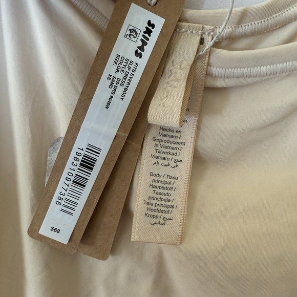 Skims Fits Everybody Slip Mini Dress Size XS In Sand  NWT $68 Stretchy - Picture 6 of 10